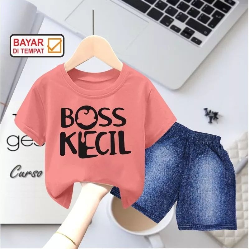 KHILIN STORE Baju Kaos BOSS KECIL Usia 2-10 Tahun Atasan Anak Laki laki Perempuan