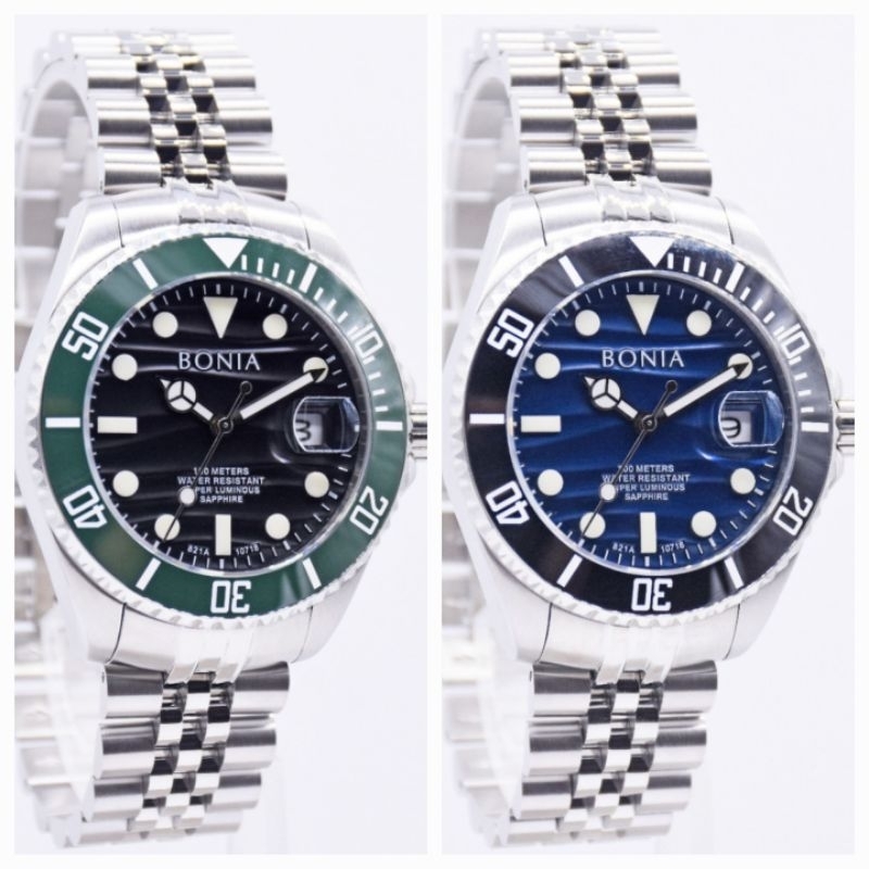 jam tangan pria bonia original - bonia automatic shapire BN10718 Free strab