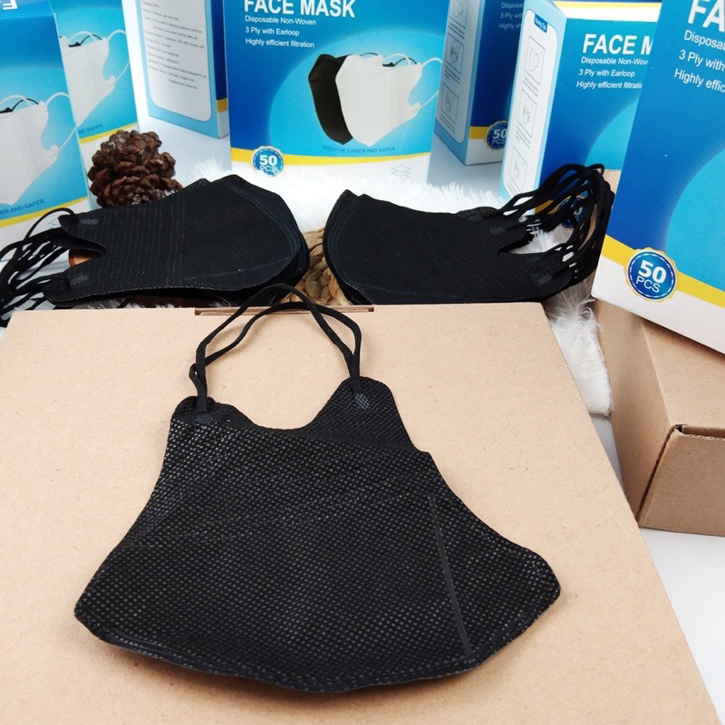 PAKET HEMAT 6 BOX MASKER DUCKBILL 3PLY HITAM PUTIH