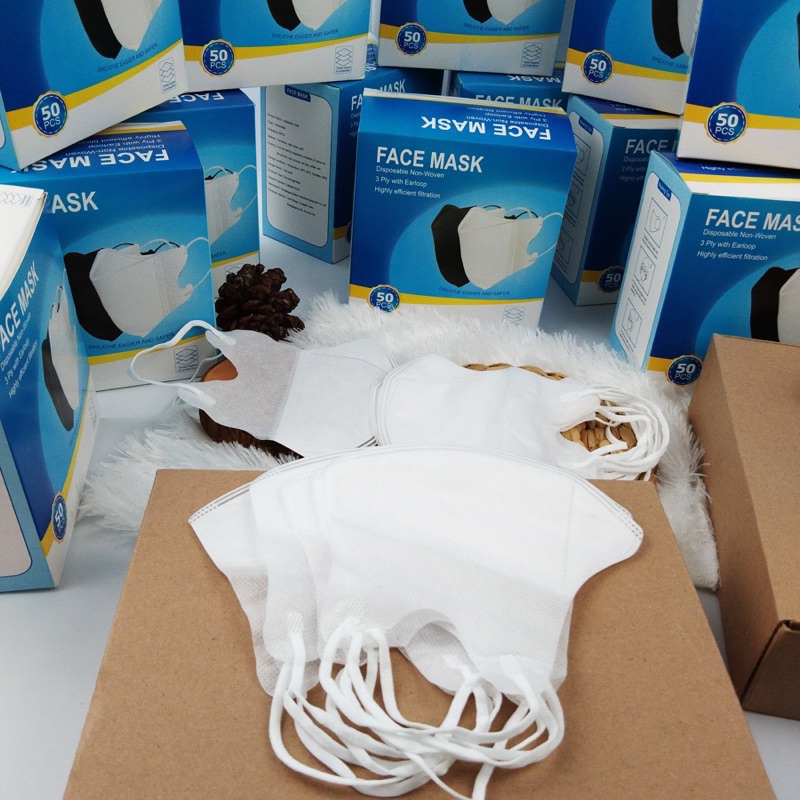 PAKET HEMAT 6 BOX MASKER DUCKBILL 3PLY HITAM PUTIH