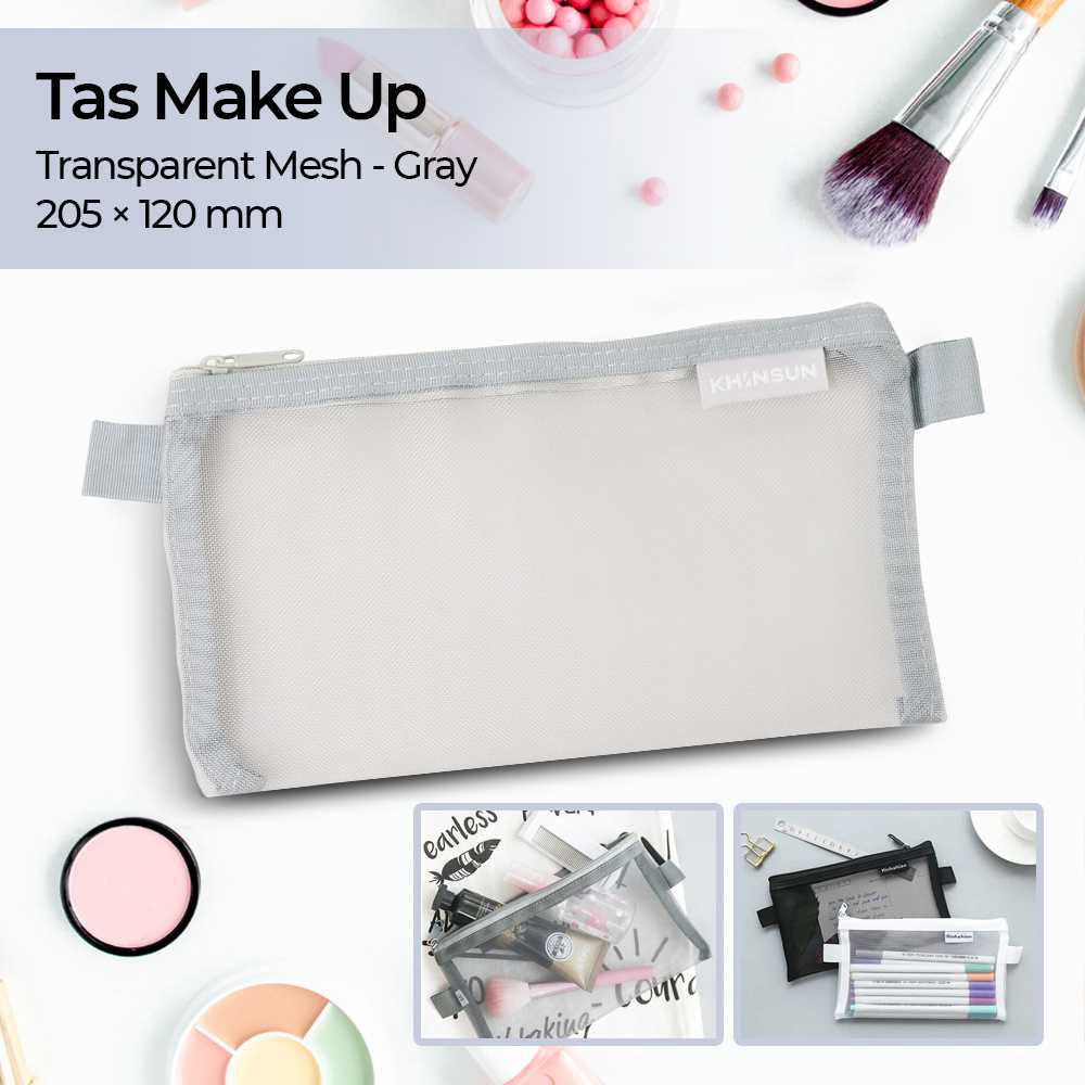 

He Chooses Tas Ritsleting Multifungsi Jaring Nilon Tas Make Up Kosmetik Alat Tulis Transparent Mesh