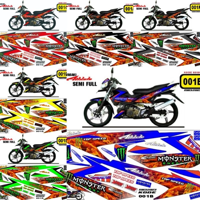 (Bisa COD) Striping Kawasaki Athlete / sticker variasi athlete / Decal semi full Athlete