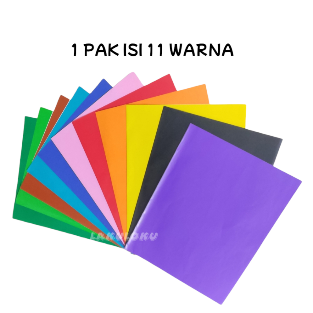 

Sampul Kertas Sukung Potongan Ukuran Buku Tulis A5 / Kwarto 1 Pak isi 11 Warna Lengkap