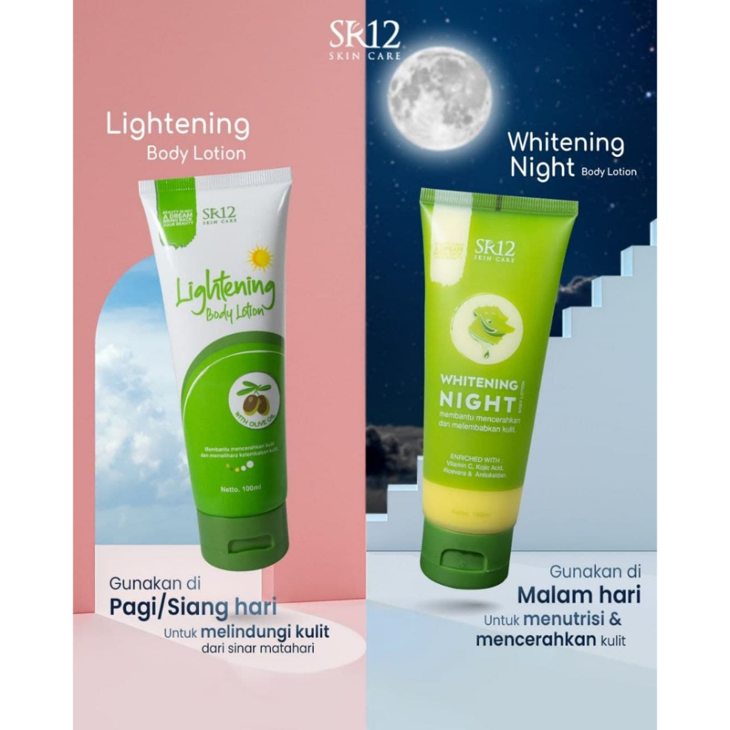 BODY LOTION MALAM !!!  WHITENING NIGHT BODY LOTION SR12 / MENCERAHKAN KULIT / MENUTRISI KULIT / LOTION PEMUTIH KULIT / Lotion tubuh original / premium / berkualitas / termurah / terlaris / bagus / bpom / saudagarsr12