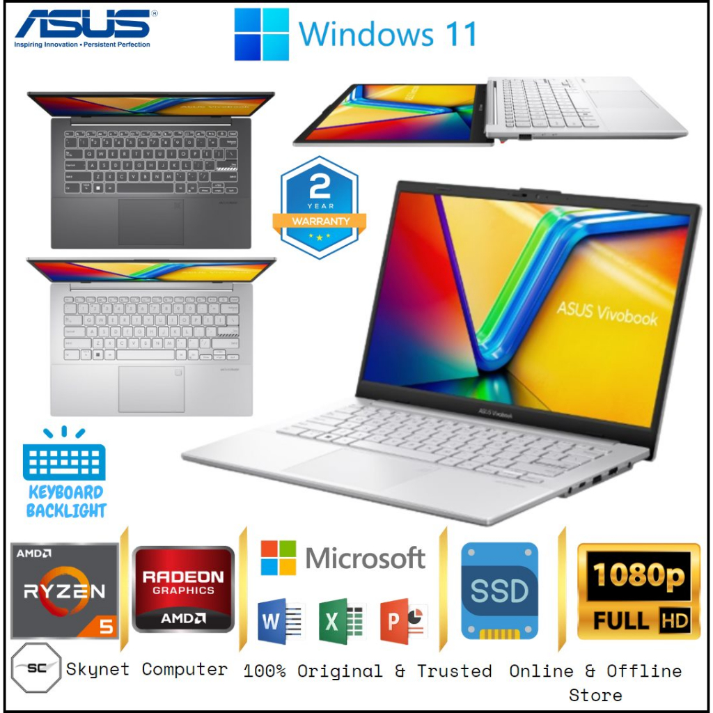 ASUS VIVOBOOK GO 14 E1404FA AMD RYZEN 5 7520U RAM16GB SSD512GB FHD WINDOWS 11 DAN OFFICE 2021 ORIGINAL