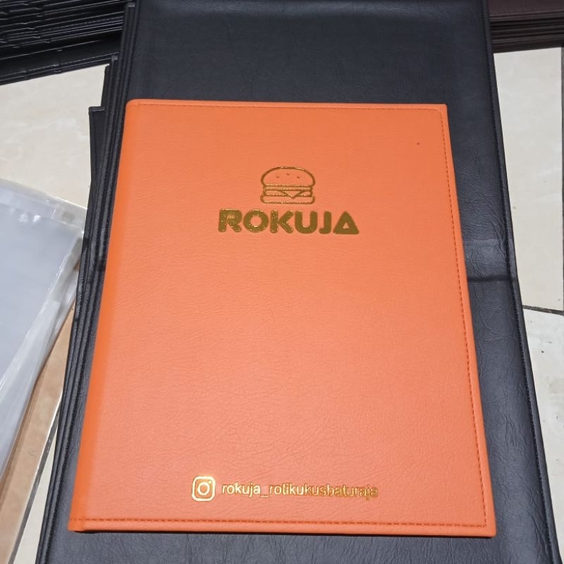 

cover menu ukuran A4 dibaut logo custome