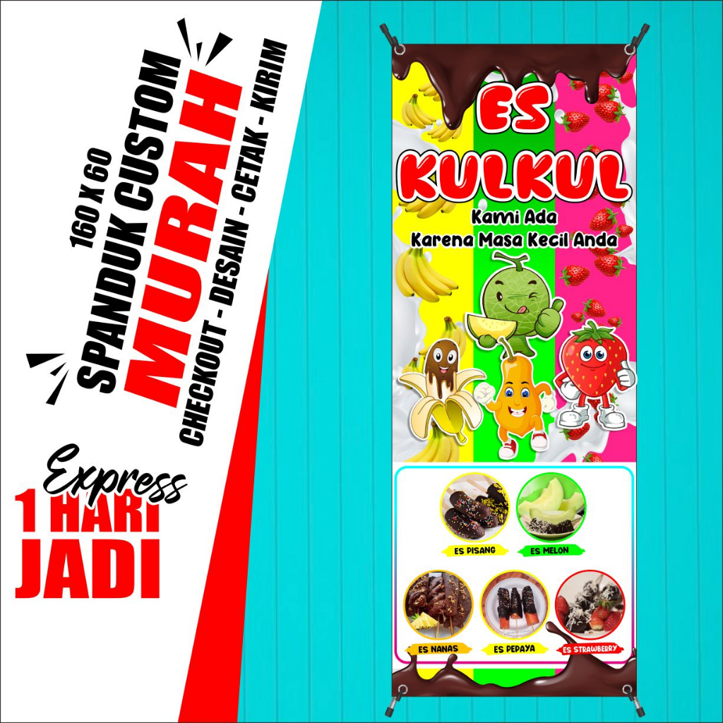 Banner ES KUL KUL, Spanduk ES KULKUL 160X60cm, COD