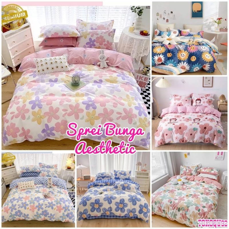 SPREI MOTIF BUNGA AESTHETIC UK 180X200 BED NO 1 KING SIZE DAN 120X200 BED NO 3 SINGLE SIZE / SPREI H