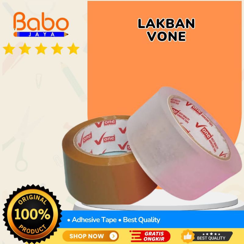 

BABO JAYA Lakban V-One Coklat 48mm x 100 Yard ( Tebal ) . Terbuat Dari Bahan Berkualitas , Dan Mempinyai Daya Perekat Super Lengket .