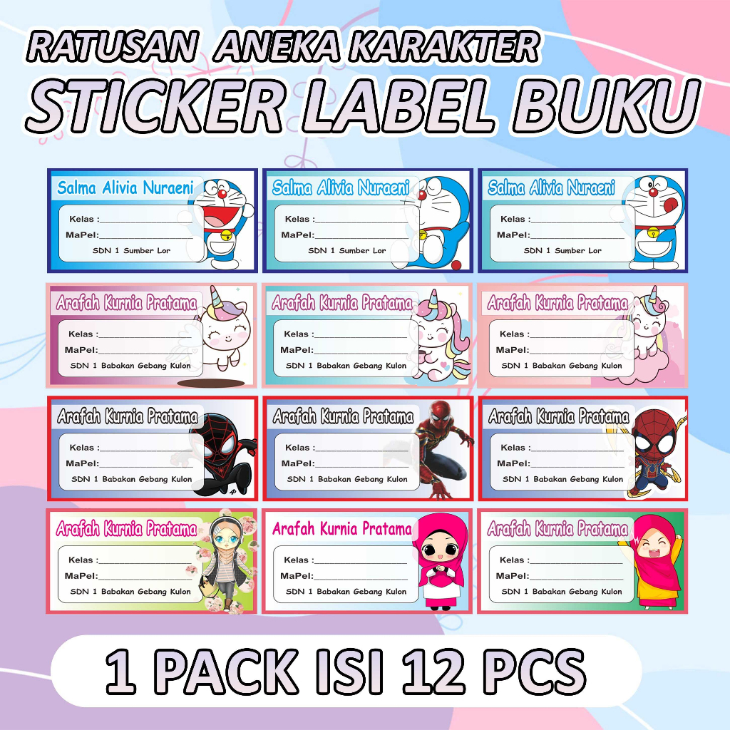 

COD STICKER LABEL NAMA BUKU SEKOLAH TERMURAH BERBAGAI KARAKTER UKURAN BESAR BOBOBOY MOBILE LEGEND FREE FIRE DORAEMON