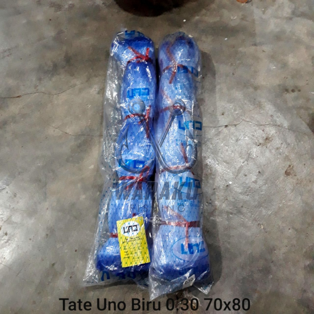 Pukat Senar BIRU UNO 0.30 Lubang 3-1/2 inch / 4 inch / 4-1/2 inch 70x80 TATE