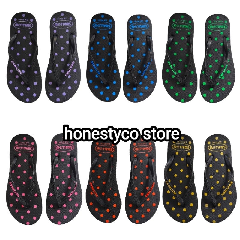 Sandal Jepit Swallow Wanita Polkadot Sepasang HONESTYCO