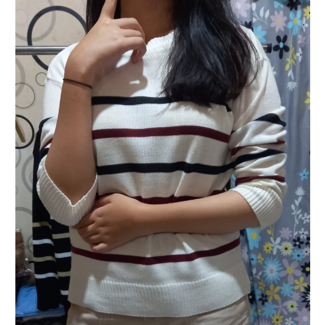 DC_ Sweater Grace-Fullover Striped / Sweater Korea / Sweater Rajut Wanita /Atasan wanita