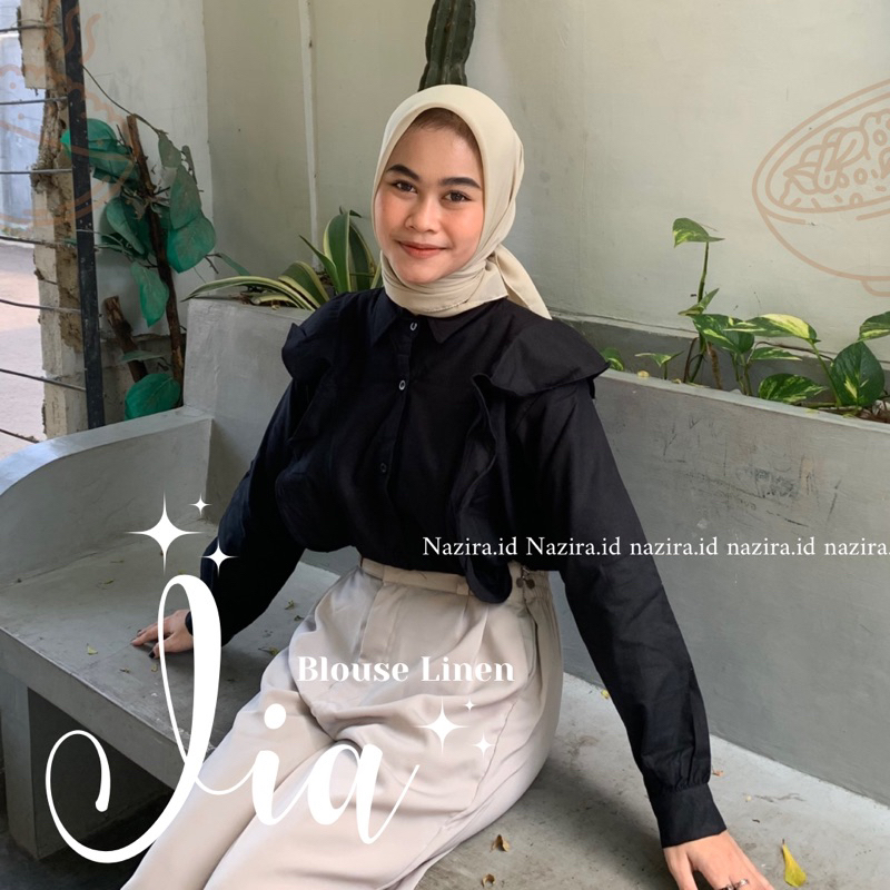 JIA BLOUSE - Blouse Wanita - Atasan Wanita Blouse - Atasan Kemeja Wanita - Kemeja Wanita - Kemeja Linen - Kemeja Wanita Lengan Panjang