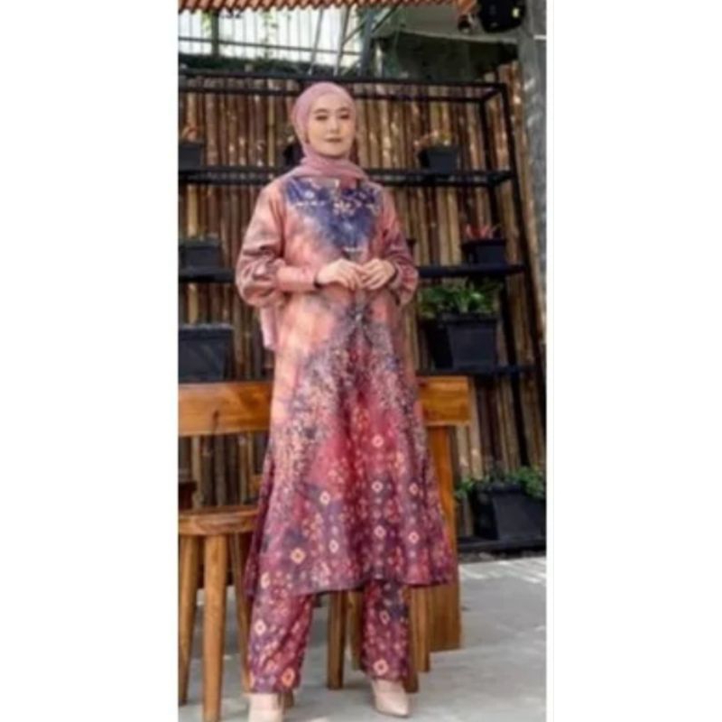 Set Celana Muslim Motif Jumputan