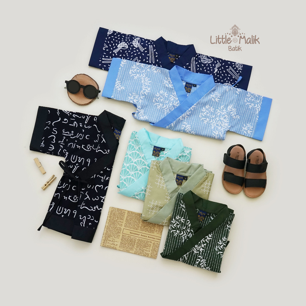 Batik Kimono Anak By Little Malik Batik Navy, Biru dan Toska