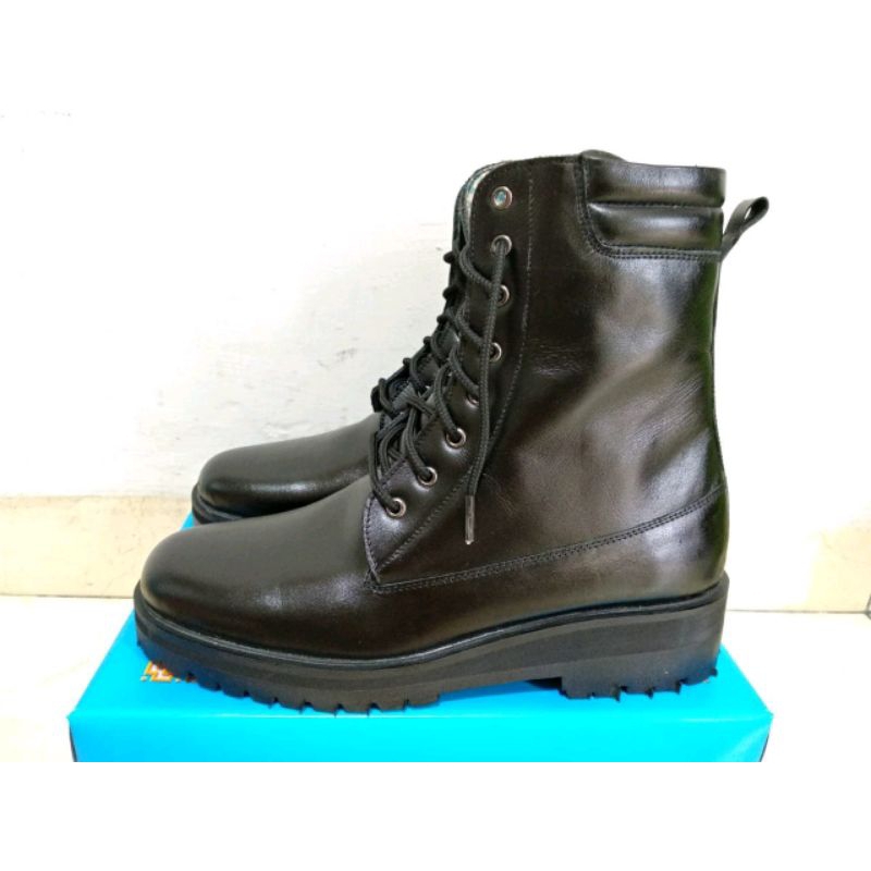 Sepatu pdh mingguan PDL (kulit dop) tapak karet tumit
