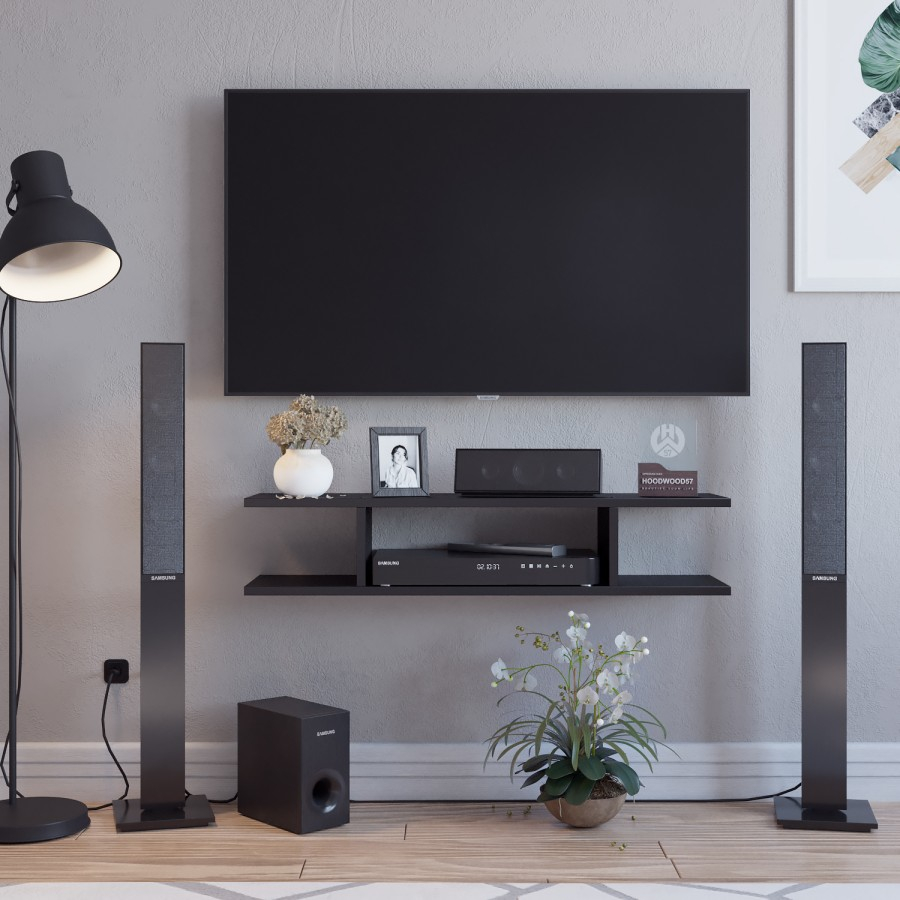 (100x20x18cm)Rak Tv Minimalis Rak Tv Dinding Serbaguna Rak Kayu Gantung TANPA BOR-NP