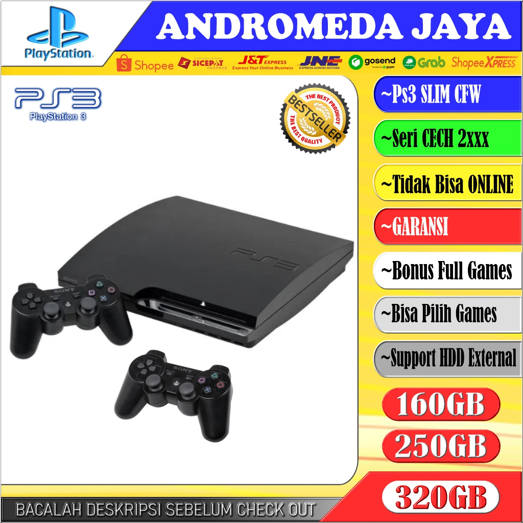 PS3 SLIM CFW SERI 2000 HDD 160GB/250GB/320GB FULL GAMES