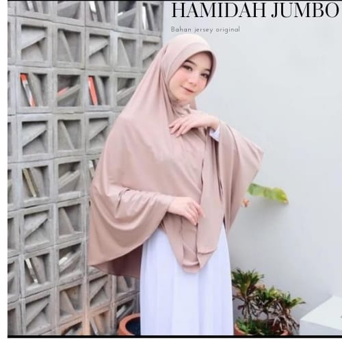 Jilbab Bergo Hamidah Jersey Jumbo Menutup Dada Hijab Instan sport Ped Antem Ori