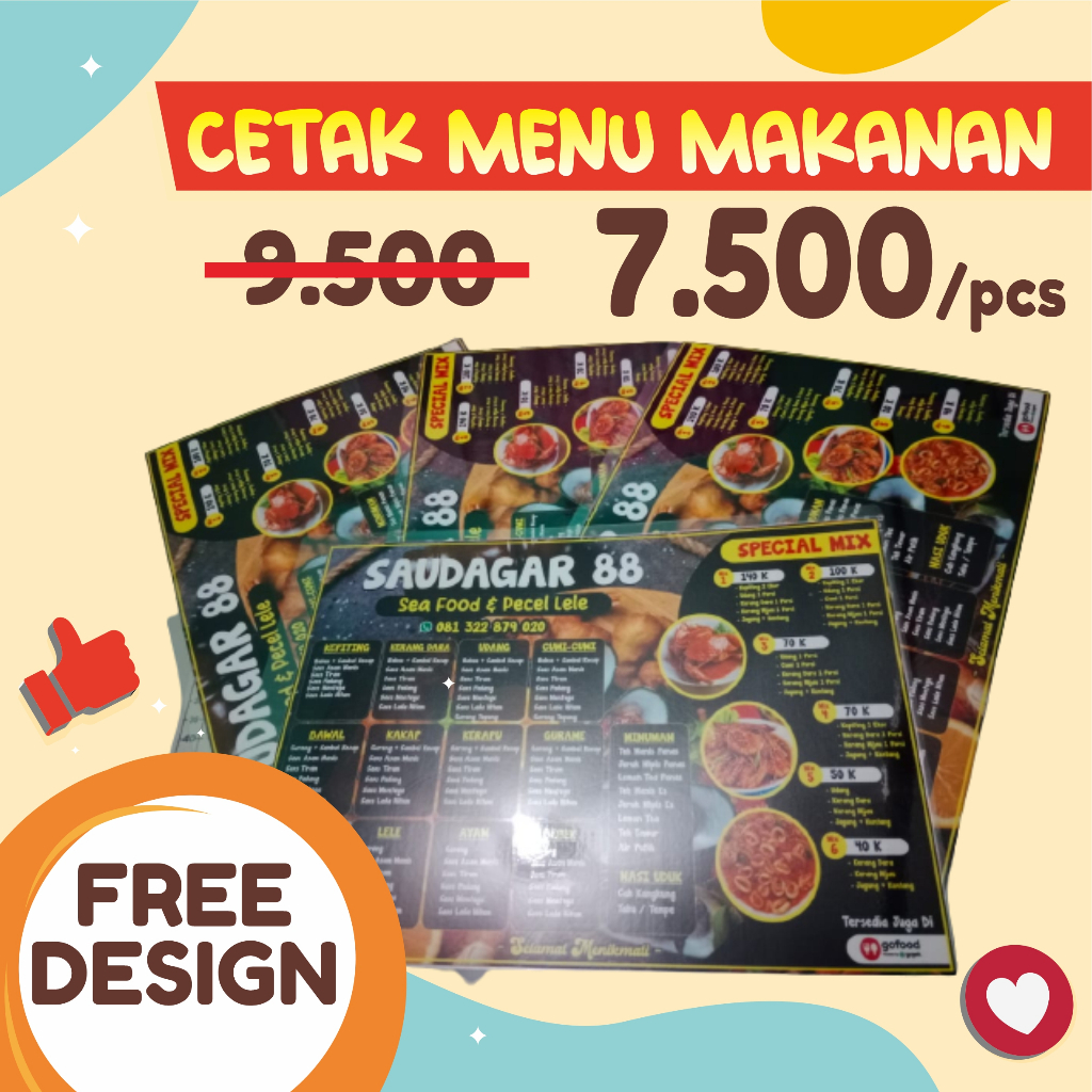 Cetak Menu Makanan Resto Warung Makan MURAH