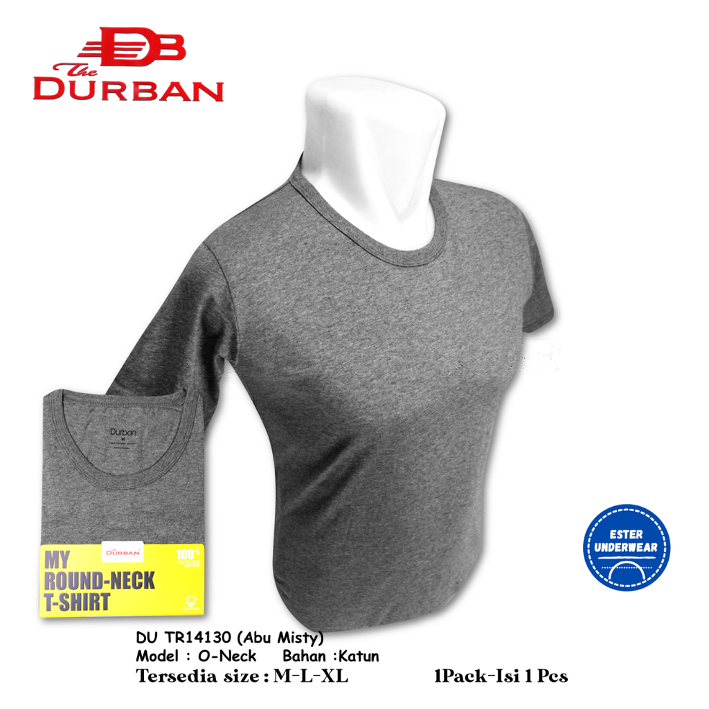 Kaos Dalam Oblong Pria Durban O-Neck DU TR 14130 Abu Isi-1 Pcs/Pack