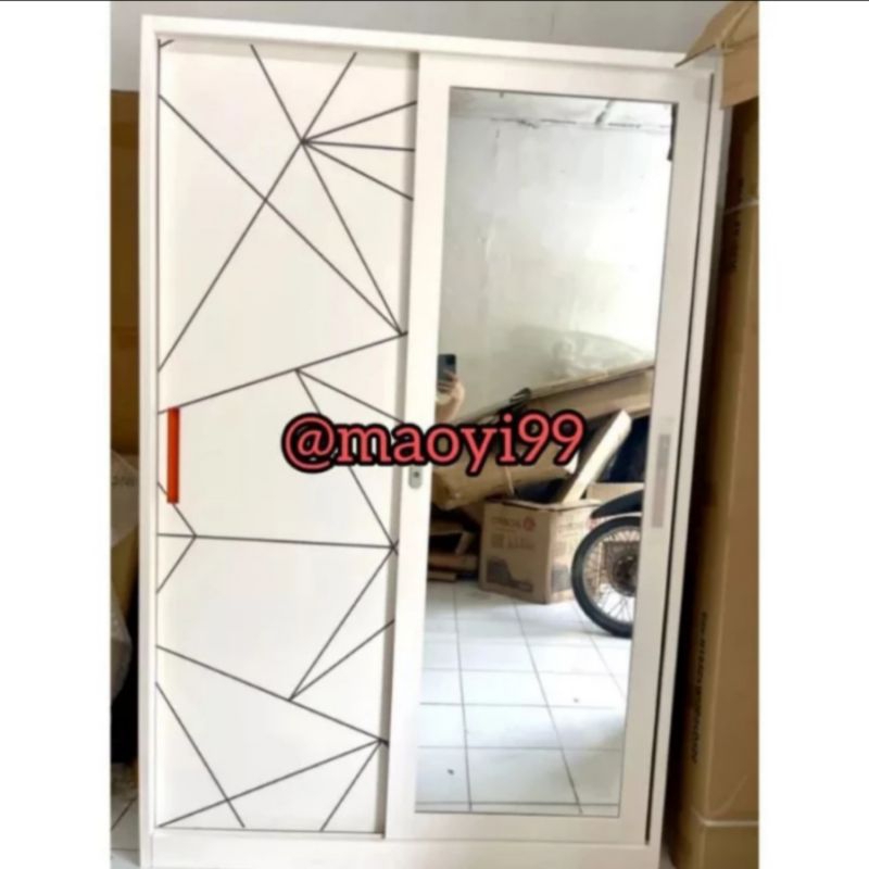 LEMARI SLIDING BESI + KACA FULL BODY