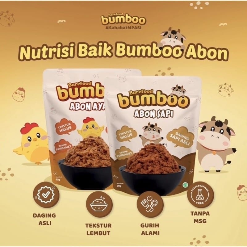 BAREFOOD BUMBOO Abon Sapi Ayam 100gr  Lembut Tanpa MSG &amp; Pengawet / MPASI Anak