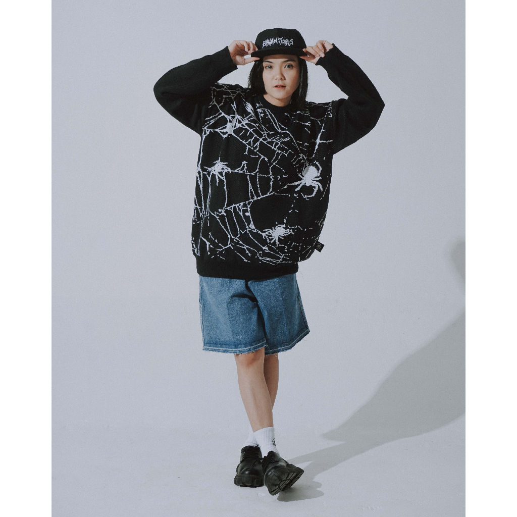 KNITWEAR OVERSIZE | WEB OF LIES | ARMY | BLACK | YIKESALLDAY