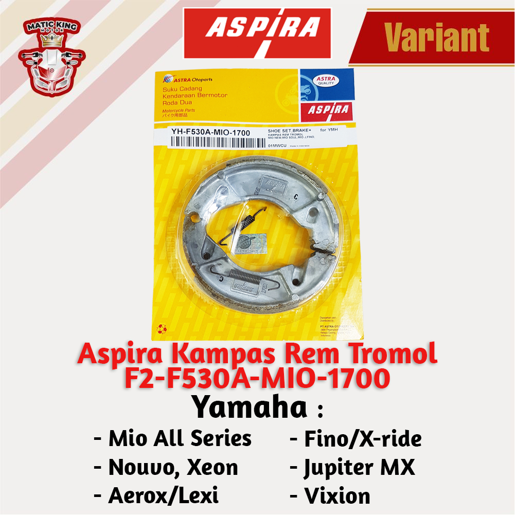 Kampas rem dispad discpad depan belakang Yamaha Mio Nmax Aerox Lexi Fino X ride Xeon Nouvo karburator  injeksi soul GT J Z S M3 RC 110 115 125 155  Aspira Astra Otoparts YH-F530A-MIO-1700