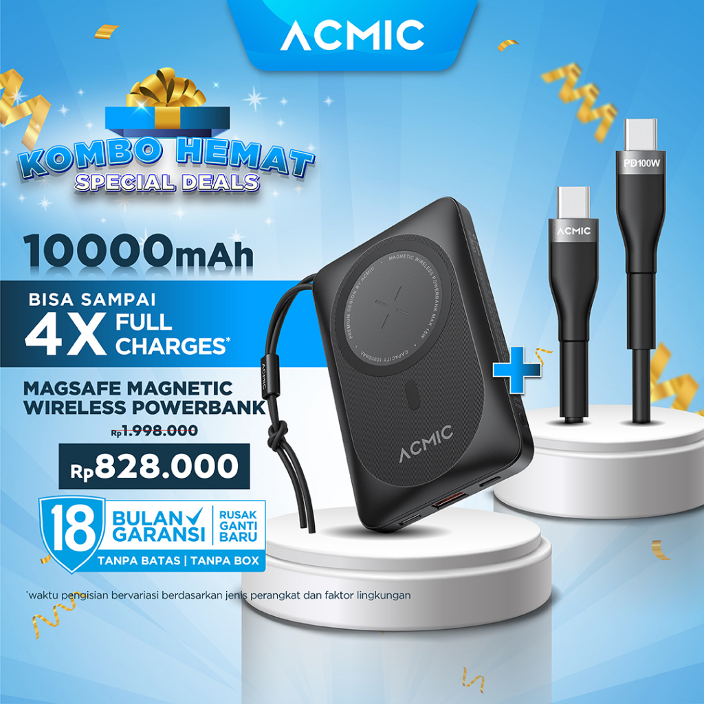 ACMIC MAGBANK 10000mAh Powerbank Magsafe Wireless 22.5W Fast Charging for iPhone