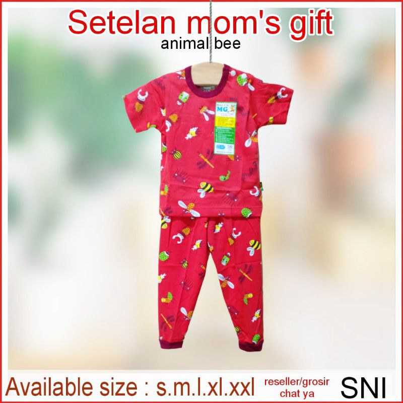 mom's gift cpr  setelan anak bayi 0-3 tahun motif animal bee / mom's gift terbaru baju pendek celana panjang