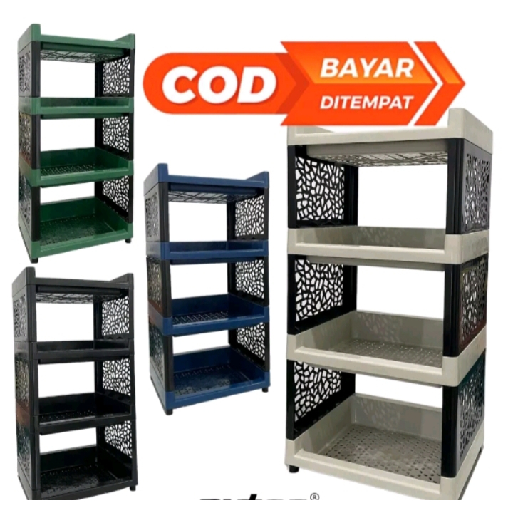 RAK YOYO RAK SERBAGUNA 4 SUSUN 4 RODA LEMARI PELASTIK RUMAH