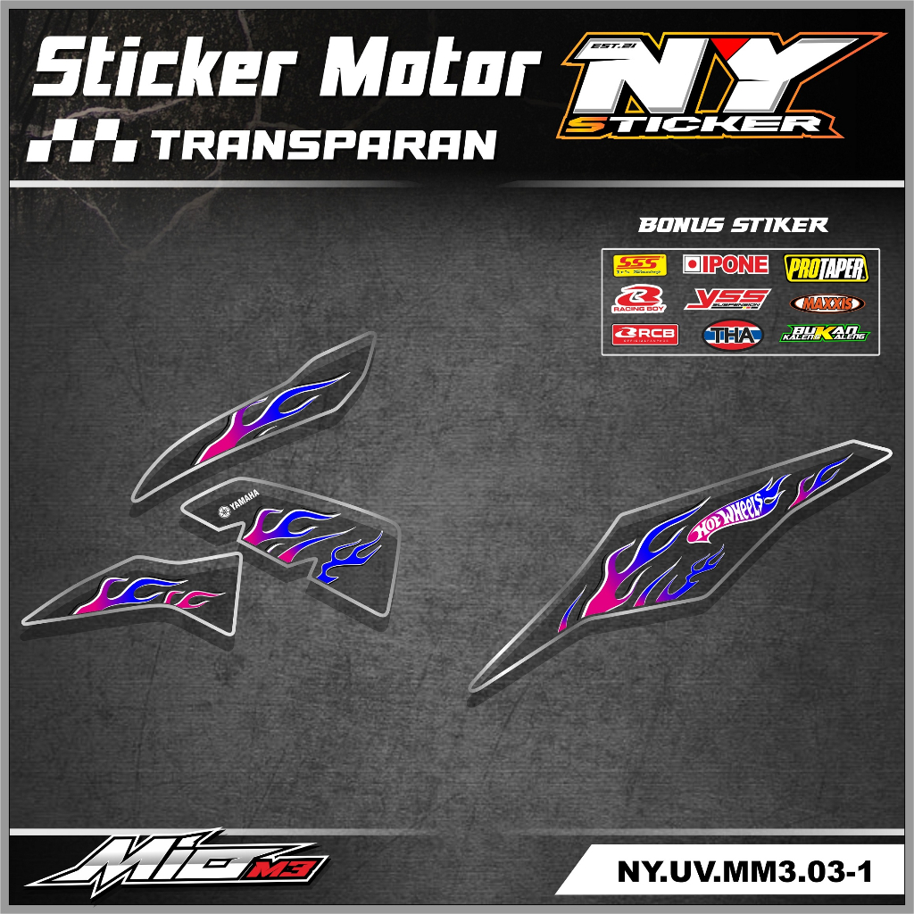 Stiker Transparan Mio M3 125 - Stiker Striping Variasi Mio M3 / Mio Z Transparan 003