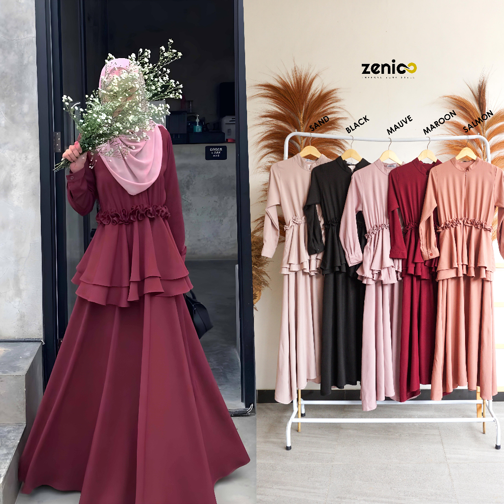 Tamara Dress Gamis Premium Polos Size M L XL Shakila Armani - Dress Gamis Wanita Syari Terbaru - Dress Gamis Polos Mewah - Dress Premium - Gamis Kondangan - Gamis Seragam - Gamis Pengajian Bisa COD By Zenic