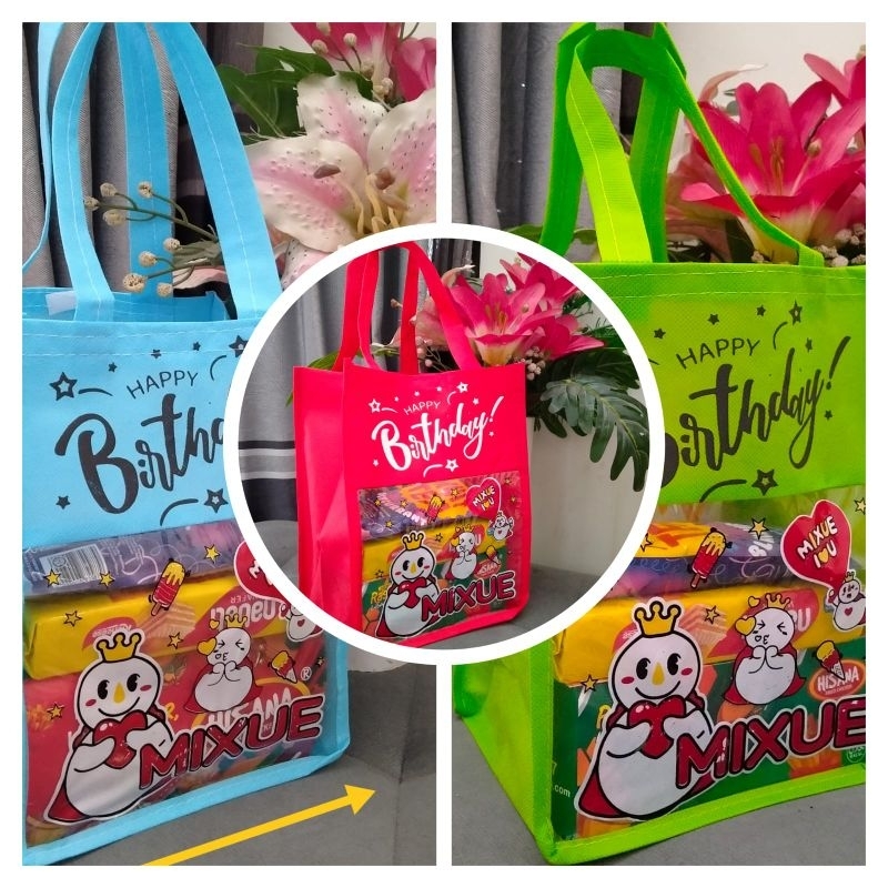 

Tas ultah souvenir MIXUE kombinasi mika UK 20x25