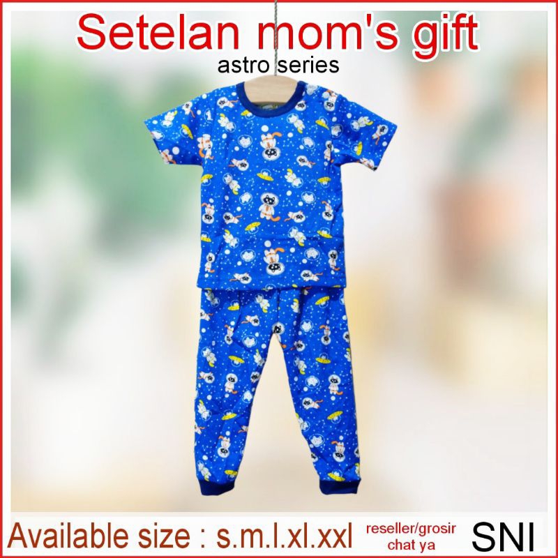 mom's gift setelan anak unisex motif astronot, angkasa,space world / setelan mom gift pendek panjang terbaru / setelan anak cowo cewe