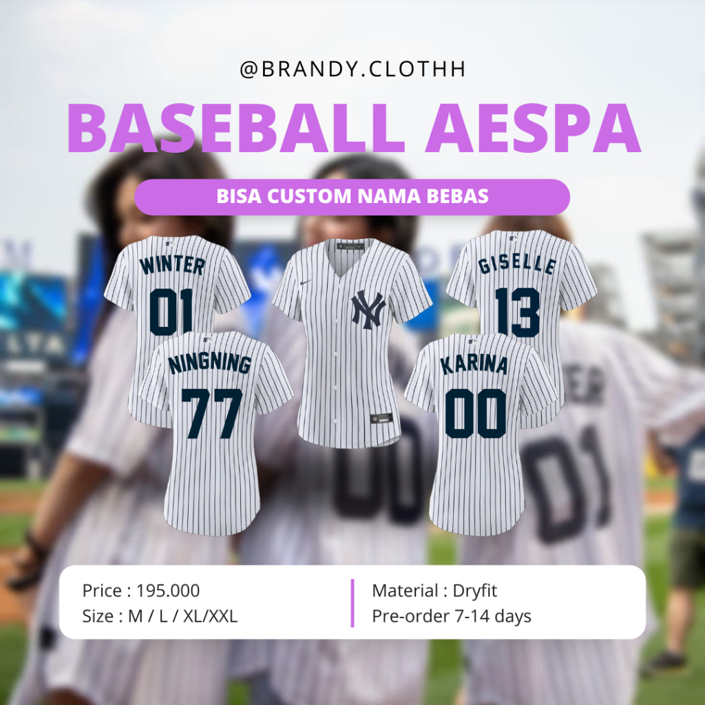 JERSEY BASEBALL AESPA CUSTOM WINTER, NINGNING, KARINA, GISELLE NY PREMIUM