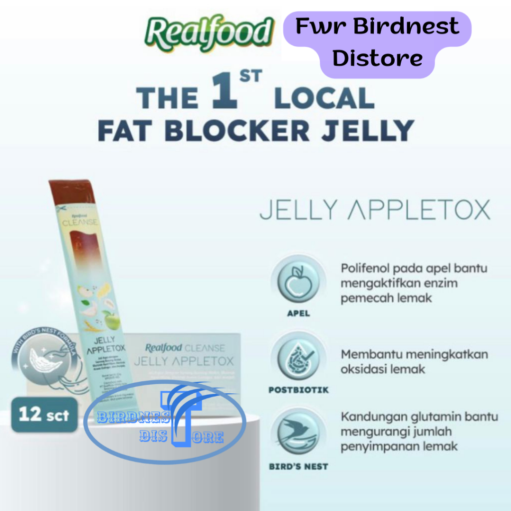 

Realfood Cleanse Jelly Sarang Burung Walet Appletox 12 pcs