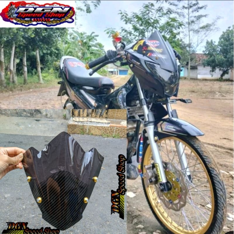 VISOR SATRIA FU FACELIFT MODEL SLIP LANCIP CARBON WINDSHIELD SATRIA FU FACELIFT 2013 2014 FREE BAUT 