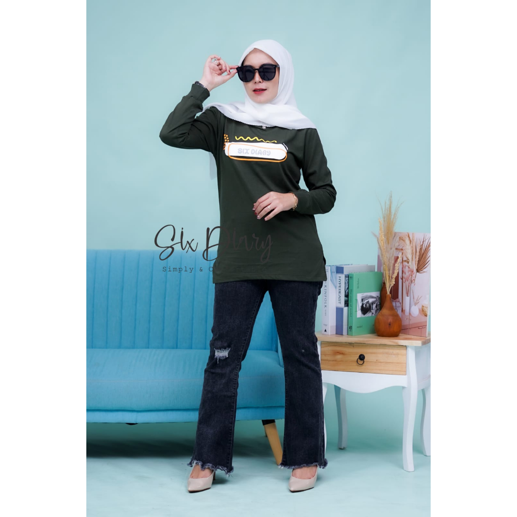 Six Diary Baju Kaos Atasan Wanita Lengan Panjang Terlaris Cotton