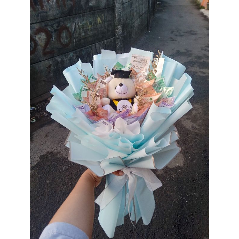 BOUQUET UANG, BOUQUET BONEKA || BUKET UANG DAN BONEKA WISUDA ISI UANG  20lbr/200.000ribu