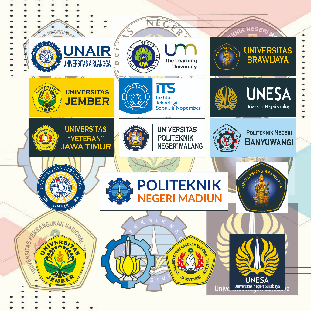 

Stiker Kampus Jawa Timur set LOGO & TULISAN (UNAIR,UB,UNEJ,UM,ITS,UNESA,UPN,POLINEMA,POLIWANGI,PNM) stiker universitas stiker logo