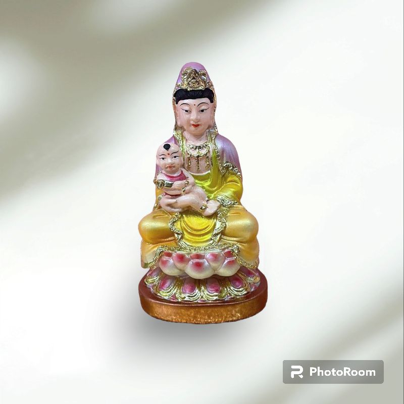 patung dewi kwan im gendong anak uk 4 inch