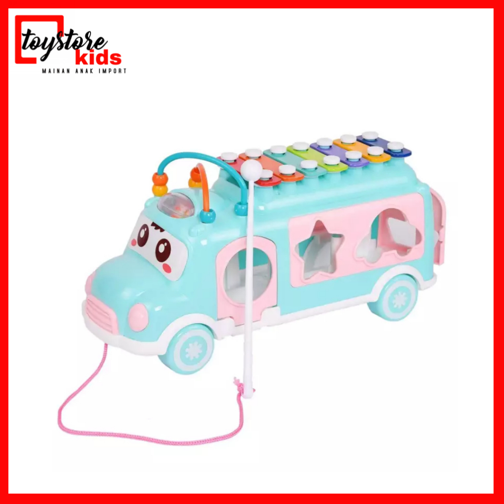 Mainan Edukasi bayi perempuan laki laki 5 6 7 8 9 10 Bulan 1 2 tahun Xylophone Music Bus
