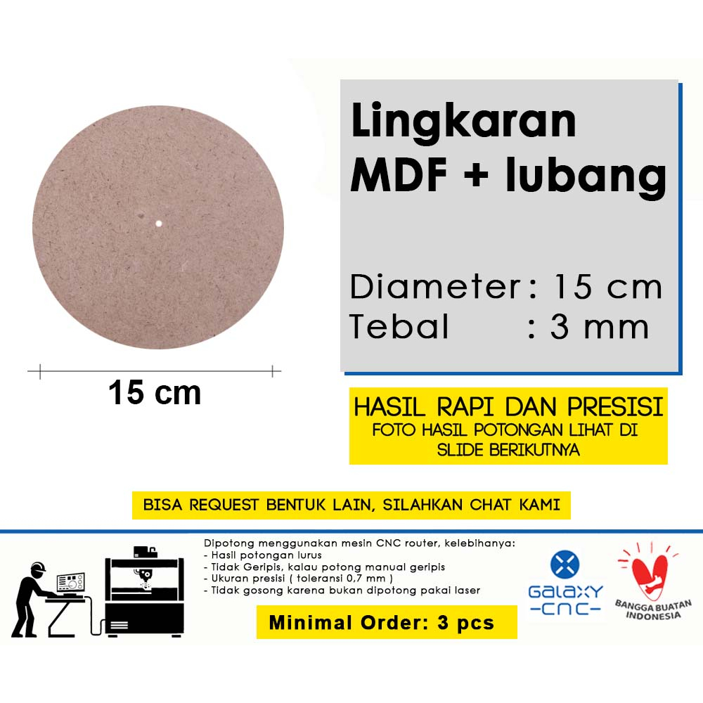 

Papan kayu lingkaran + lubang tengah - Diameter 15 cm - MDF 3 mm