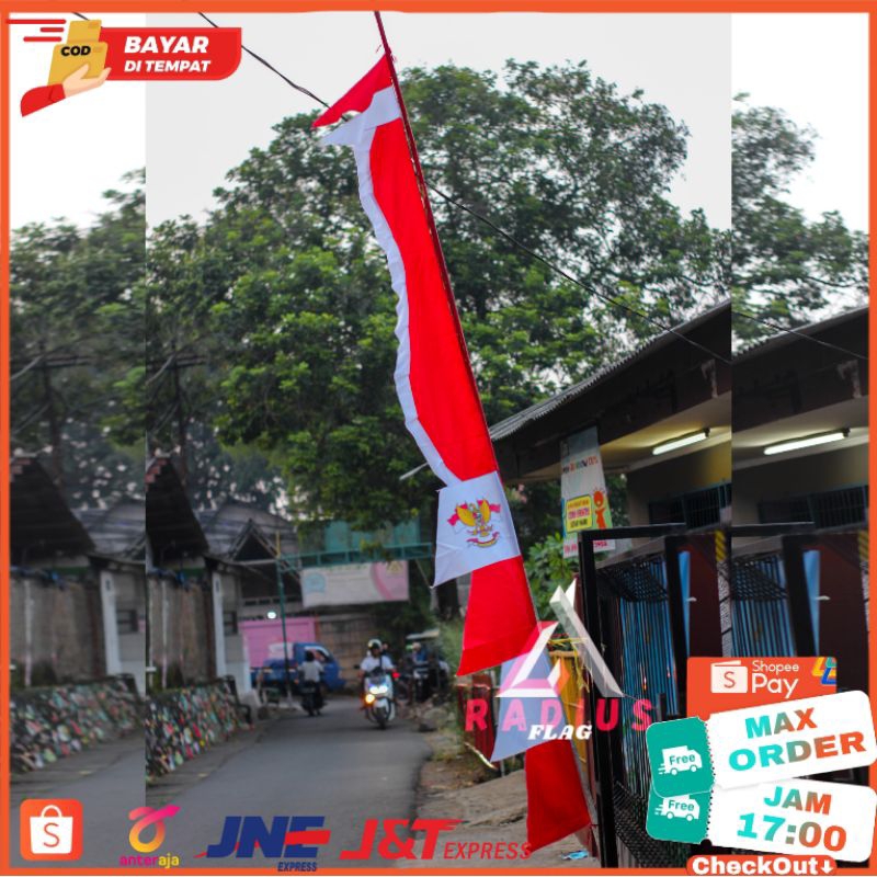 ISI 20 PCS BENDERA UMBUL UMBUL KUDA LAUT MERAH PUTIH 2,7M
