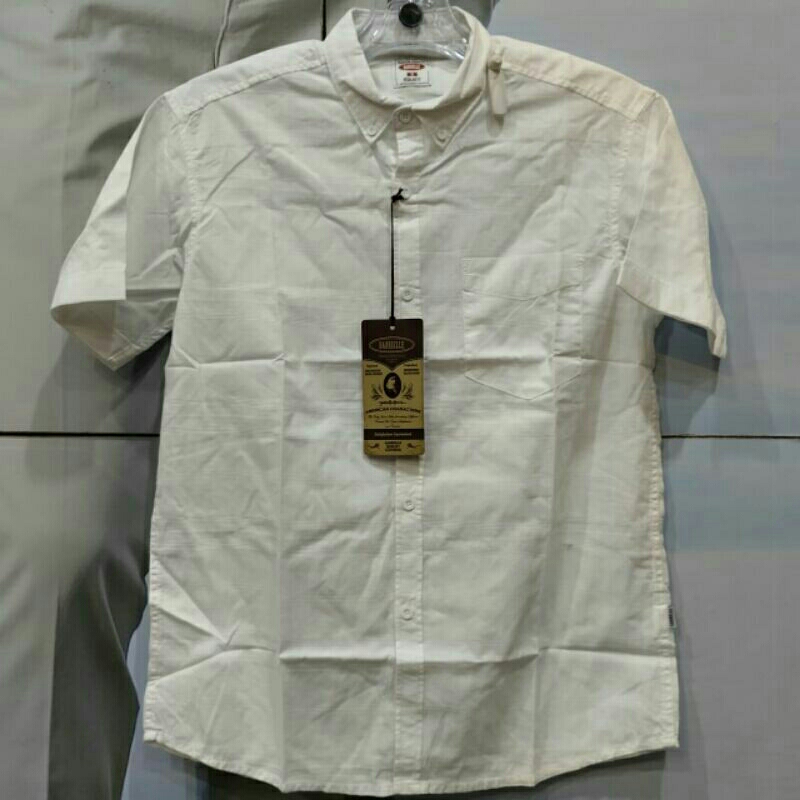 gabrielle kemeja casual reguler fit polos putih & merah