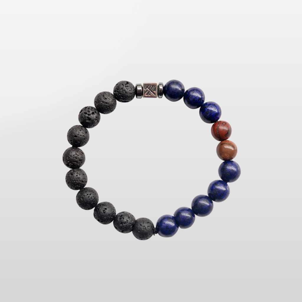 Volcanic Lazuli | Silver 925 Beads | Trinity Gemstone Beads Bracelet