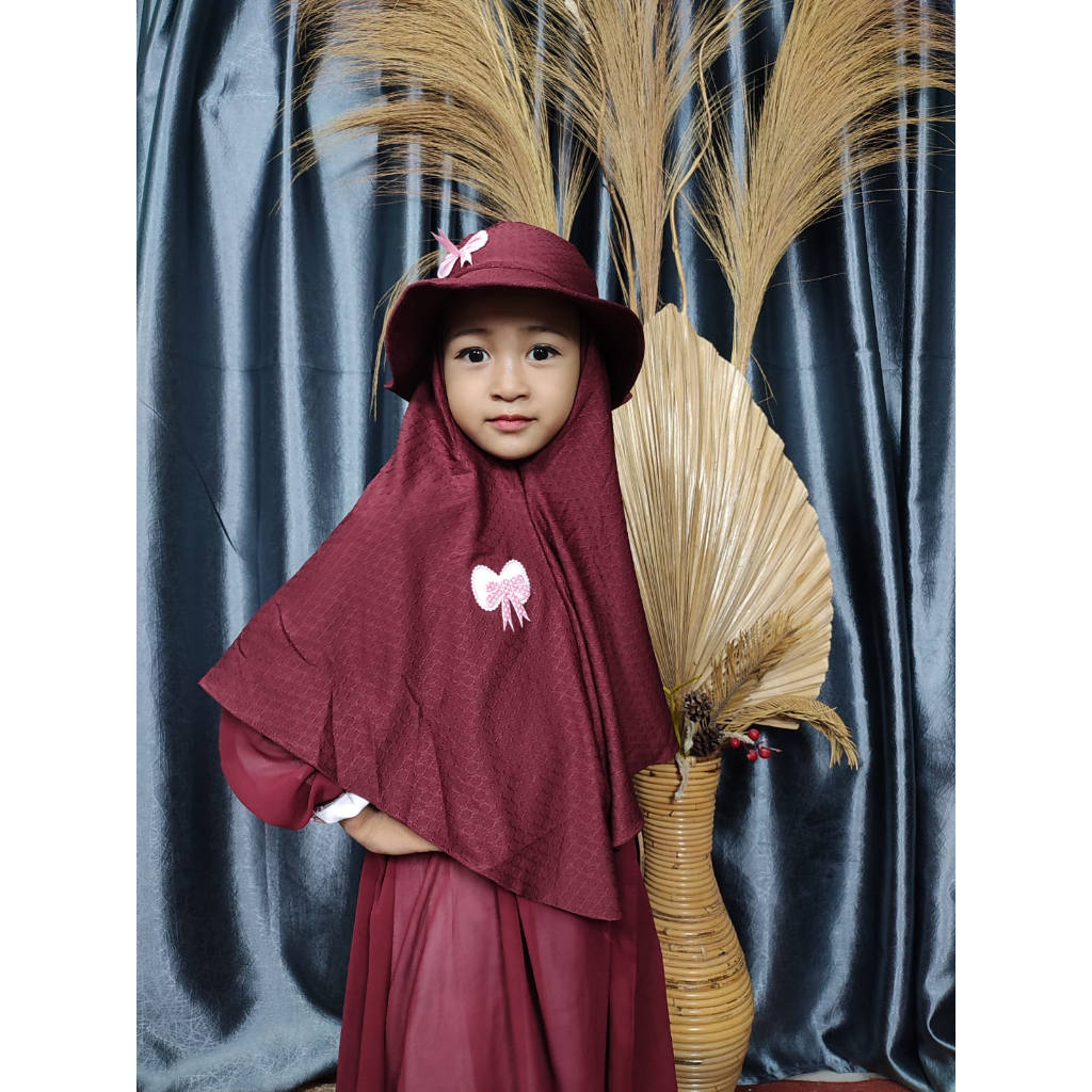 Kerudung Anak Perempuan Lucu Usia 4-10 tahun Jilbab Topi